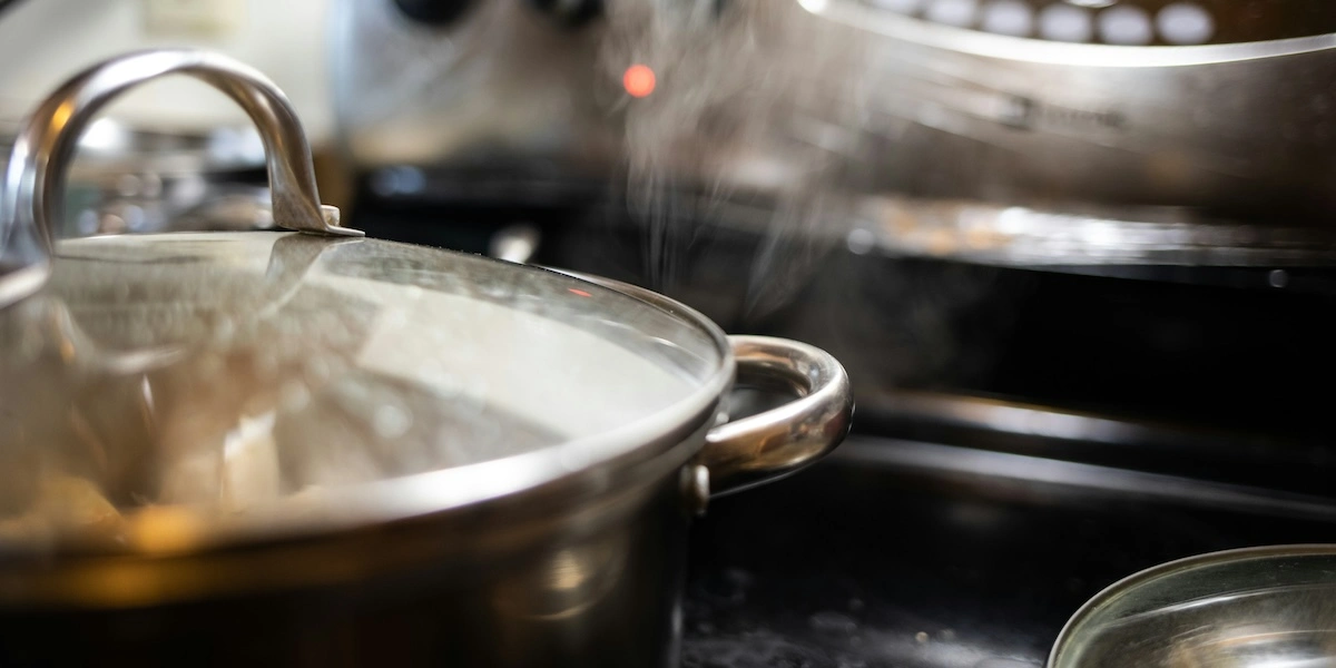 boiling water on stove