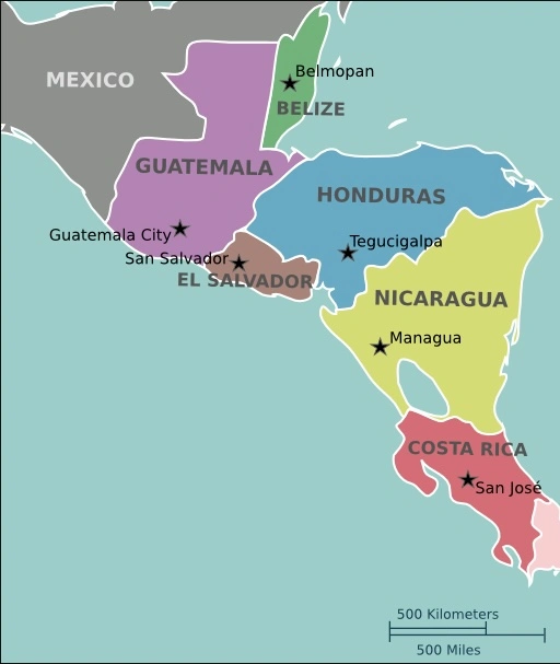 central america map