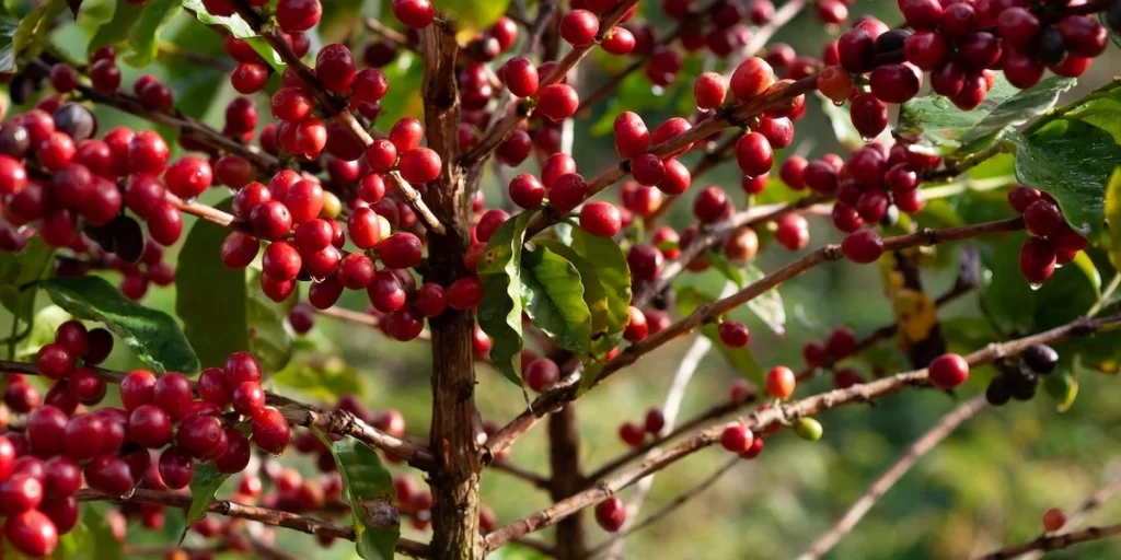 coffee cherries on a tree